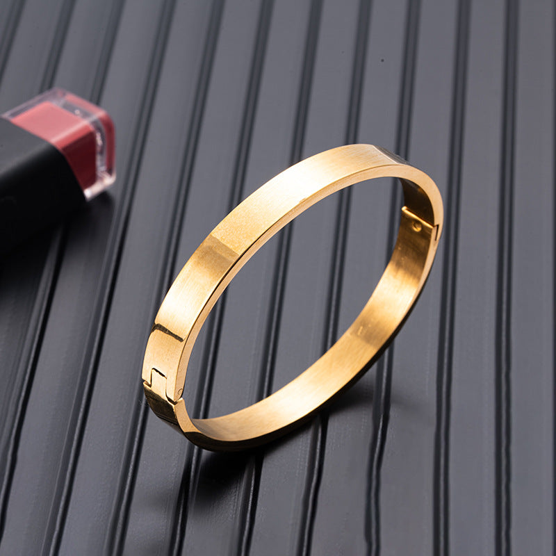 Wholesale Glossy Oval Titanium Steel Opening 8mm Bracelet